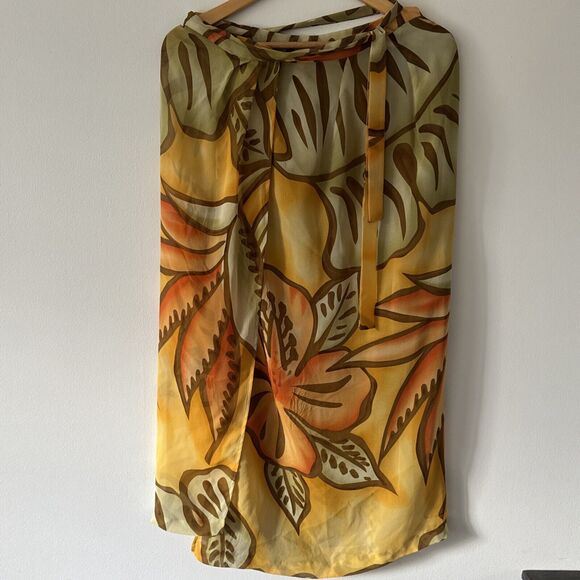 Randy Kemper 2 pc Blouse Wrap Skirt Size 6 100% Silk Boho Farm Rio Resort Artsy - Picture 10 of 11